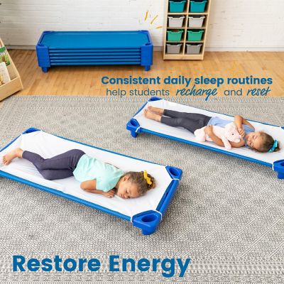 ECR4Kids Streamline Cot, Standard Size, Blue, 6-Pack Image 2