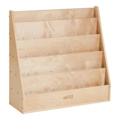 ECR4Kids Streamline Single-Sided Book Display with Storage, Natural Image 1