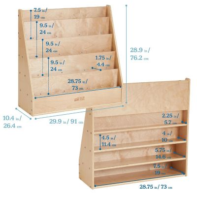 ECR4Kids Streamline Single-Sided Book Display with Storage, Natural Image 1