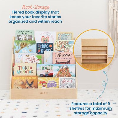 ECR4Kids Streamline Single-Sided Book Display with Storage, Natural Image 2