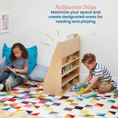 ECR4Kids Streamline Single-Sided Book Display with Storage, Natural Image 3
