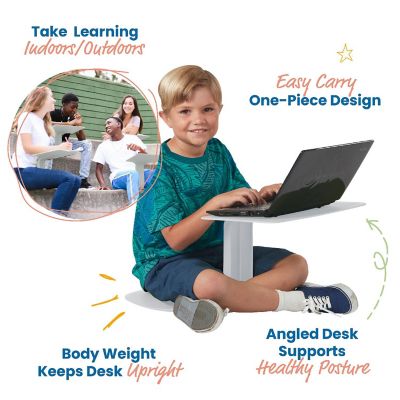 ECR4Kids&#174; The Surf Portable Lap Desk, Flexible Seating - 10 Pack, Light Grey Image 2