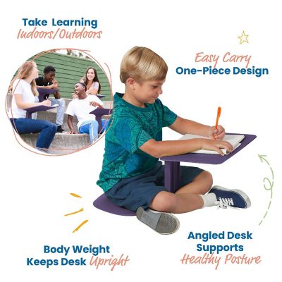 ECR4Kids The Surf Portable Lap Desk, Flexible Seating, Eggplant, 10-Pack Image 2