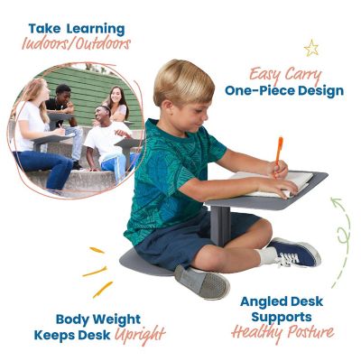 ECR4Kids The Surf Portable Lap Desk, Flexible Seating, Grey, 10-Pack Image 2