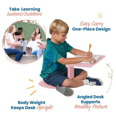 ECR4Kids The Surf Portable Lap Desk, Flexible Seating, Pink, 10-Pack Image 2