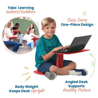 ECR4Kids The Surf Portable Lap Desk, Flexible Seating, Red, 10-Pack Image 2