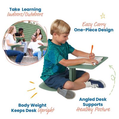 ECR4Kids The Surf Portable Lap Desk, Flexible Seating, Sage, 10-Pack Image 2