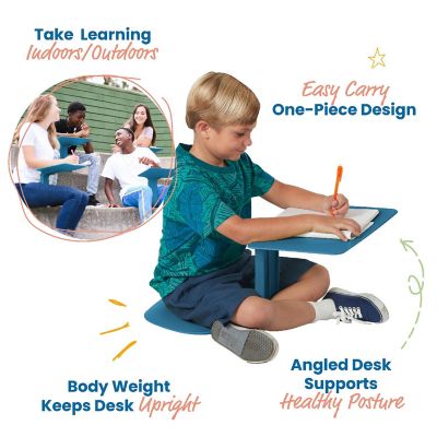 ECR4Kids&#174; The Surf Portable Lap Desk,Flexible Seating, One-Piece Writing Table for Kids, Teens and Adults - 10 Pack, Peacock Blue Image 2