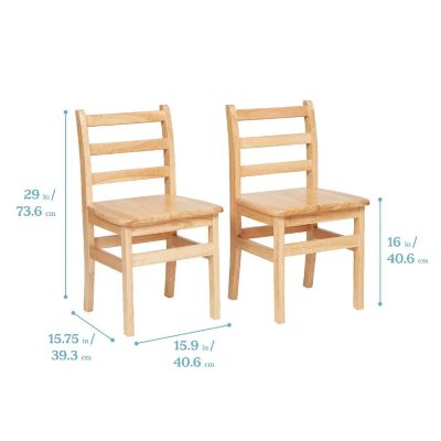 ECR4Kids Three Rung Ladderback Chair, 16" Seat Height, Classroom Seating, Honey, 2-Pack Image 1