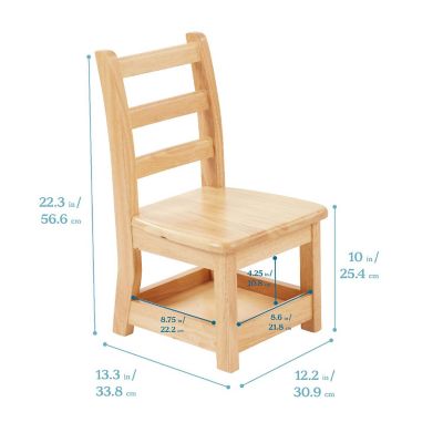 ECR4Kids Three Rung Ladderback Chair with Storage, 10in Seat Height	<br/>, Classroom Seating, Natural, 2-Pack Image 1