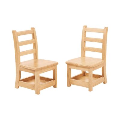 ECR4Kids Three Rung Ladderback Chair with Storage, 10in Seat Height	<br/>, Natural, 2-Pack Image 1