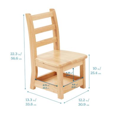 ECR4Kids Three Rung Ladderback Chair with Storage, 10in Seat Height	<br/>, Natural, 2-Pack Image 1