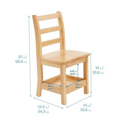 ECR4Kids Three Rung Ladderback Chair with Storage, 14in Seat Height, Classroom Seating, Natural, 2-Pack Image 1