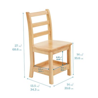 ECR4Kids Three Rung Ladderback Chair with Storage, 14in Seat Height, Natural, 2-Pack Image 1