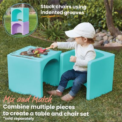 ECR4Kids Tri-Me 3-In-1 Cube Chair, Kids Furniture, Aqua Image 3