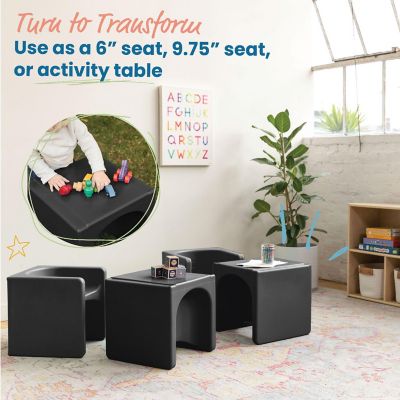 ECR4Kids Tri-Me 3-In-1 Cube Chair, Kids Furniture, Black Image 2