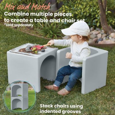 ECR4Kids Tri-Me 3-In-1 Cube Chair, Kids Furniture, Light Grey Image 3