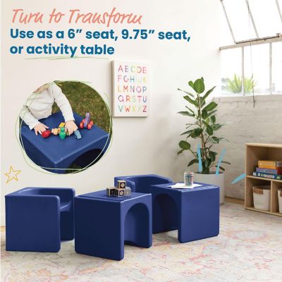 ECR4Kids Tri-Me 3-In-1 Cube Chair, Kids Furniture, Navy Image 2