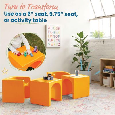 ECR4Kids Tri-Me 3-In-1 Cube Chair, Kids Furniture, Orange Image 2