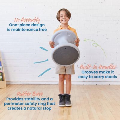 ECR4Kids Twist Wobble Stool, 14in Seat Height, Light Grey Image 3