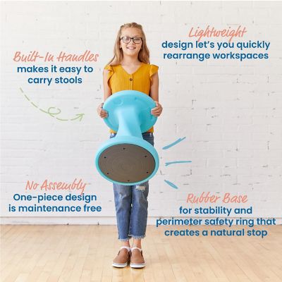 ECR4Kids Twist Wobble Stool, 18in Seat Height, Active Seating, Cyan Image 3