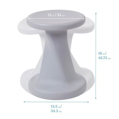 ECR4Kids Twist Wobble Stool, 18in Seat Height, Active Seating, Light Grey Image 1