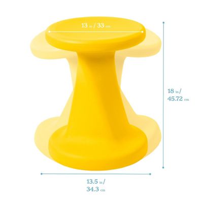 ECR4Kids Twist Wobble Stool, 18in Seat Height, Yellow Image 1