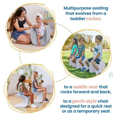 ECR4Kids Wave Seat, 14in - 15.1in Seat Height, Light Grey, 2-Pack Image 3