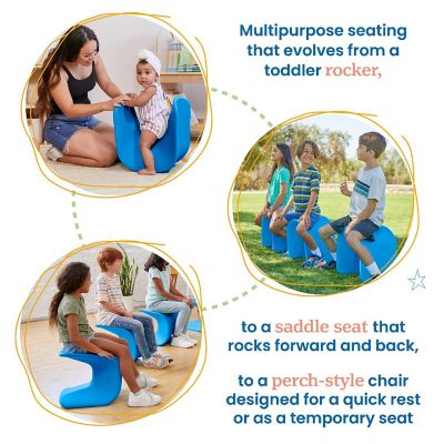 ECR4Kids Wave Seat, 14in - 15.1in Seat Height, Perch Stool, Blue, 2-Pack Image 3