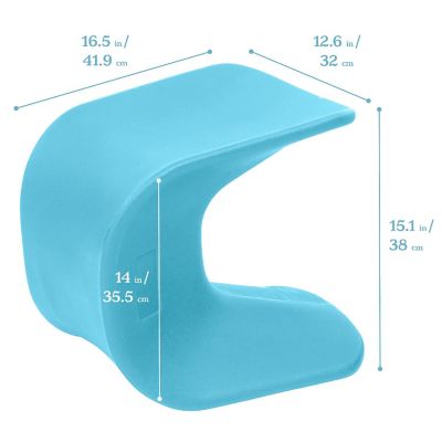 ECR4Kids Wave Seat, 14in - 15.1in Seat Height, Perch Stool, Cyan, 2-Pack Image 1