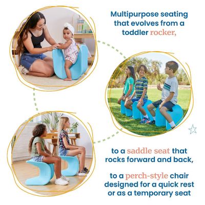 ECR4Kids Wave Seat, 14in - 15.1in Seat Height, Perch Stool, Cyan, 2-Pack Image 3