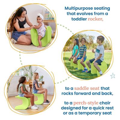 ECR4Kids Wave Seat, 14in - 15.1in Seat Height, Perch Stool, Lime Green, 2-Pack Image 3