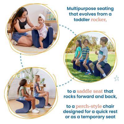 ECR4Kids Wave Seat, 14in - 15.1in Seat Height, Perch Stool, Navy, 2-Pack Image 3