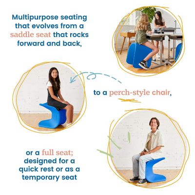 ECR4Kids Wave Seat, 18in - 19.6in Seat Height, Perch Stool, Blue, 2-Pack Image 3
