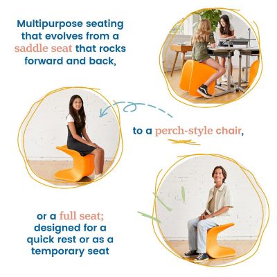 ECR4Kids Wave Seat, 18in - 19.6in Seat Height, Perch Stool, Orange, 2-Pack Image 3