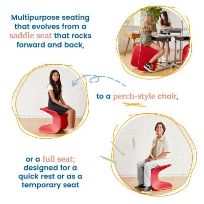 ECR4Kids Wave Seat, 18in - 19.6in Seat Height, Perch Stool, Red, 2-Pack Image 3