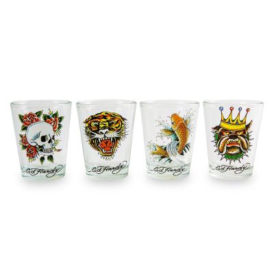 Ed Hardy Tattoo Classic 2-Ounce Mini Shot Glasses  Set of 4 Image 1