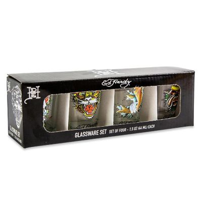 Ed Hardy Tattoo Classic 2-Ounce Mini Shot Glasses  Set of 4 Image 1