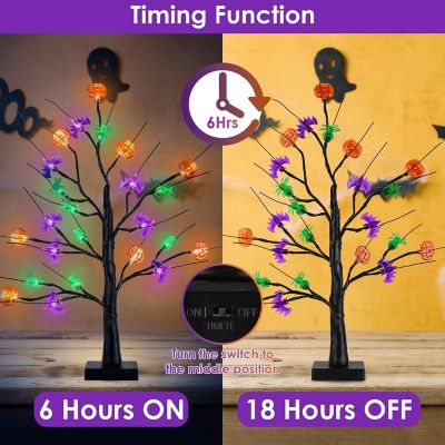 Edge Collections - 1.97' - Black - Whimsical Lighted Halloween Tree Decor with Adjustable Twigs! Image 1