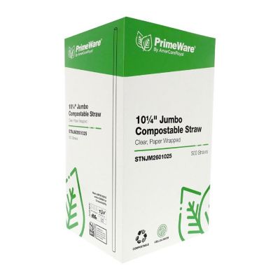 Edge Collections  - 10.25" - Clear - Jumbo Cellulosic Compostable Straws! Image 1