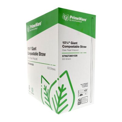 Edge Collections  - 10.25" - Clear - Wrapped Cellulosic Compostable Straws! Image 1