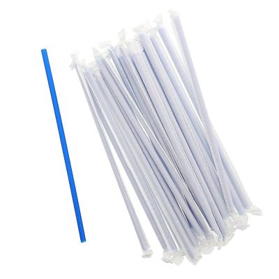 Edge Collections  - 10.25" - Paper Wrapped Blue Straws! Image 2