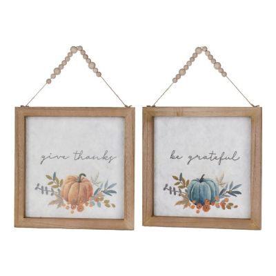 Edge Collections - 11.75" - Orange - Modern Pumpkin Sentiment Framed Decorations! Image 1
