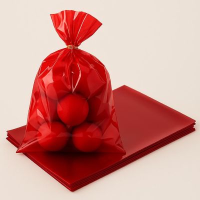Edge Collections - 11" x 5" - Red - Solid Color Cello Bags Image 1
