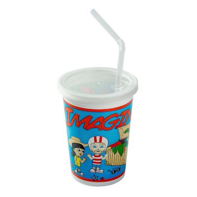 Edge Collections  - 12" - Multicolor - Cups with Straws and Lids! Image 1