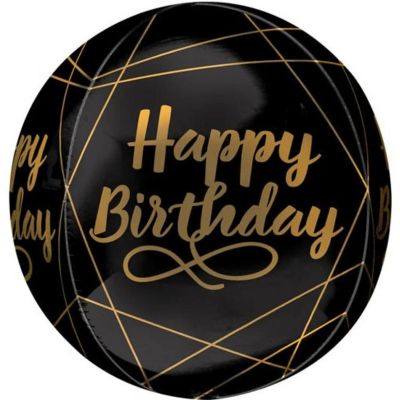 Edge Collections - 16" - Black - Elegant Happy Birthday Image 1