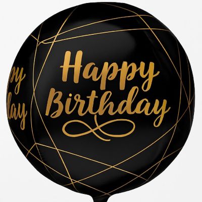 Edge Collections - 16" - Black - Elegant Happy Birthday Image 1