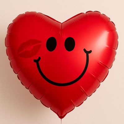 Edge Collections - 18" - Red - Smile Face Balloon Image 1