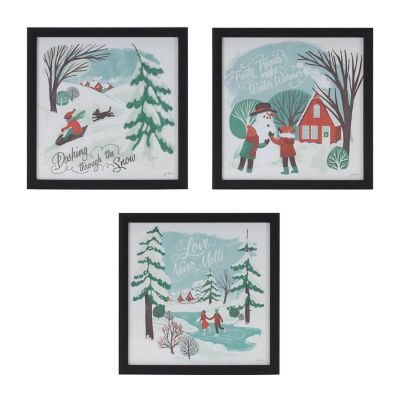 Edge Collections - 18x24" - Multicolor - Framed Winter Scene Wall Art! Image 1