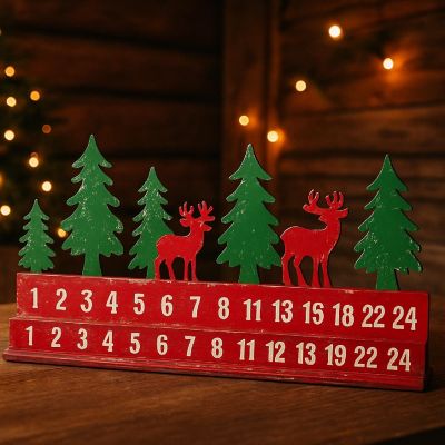 Edge Collections - 23.5"x 5.5" - Red - Charming Christmas Countdown Figurine! Image 1